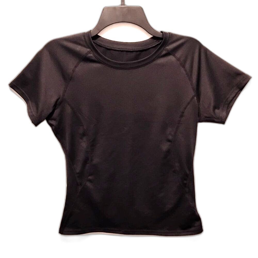 Womens Workout Gym Running Short Sleeve Athletic Top Size Medium Black